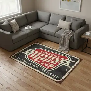 Photo of Midnight Red And Ivory Geometric Washable Area Rug With UV Protection