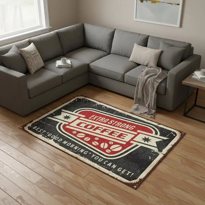 Midnight Red And Ivory Geometric Washable Area Rug With UV Protection Photo 1