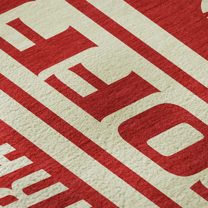 Midnight Red And Ivory Geometric Washable Area Rug With UV Protection Photo 9