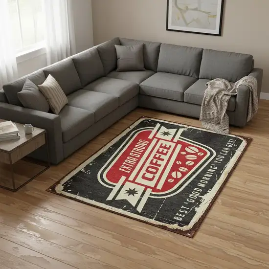 Midnight Red And Ivory Geometric Washable Area Rug With UV Protection Photo 1