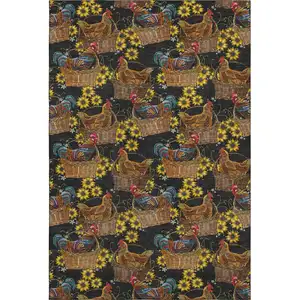 Photo of Midnight Yellow And Brown Animal Print Washable Area Rug With UV Protection