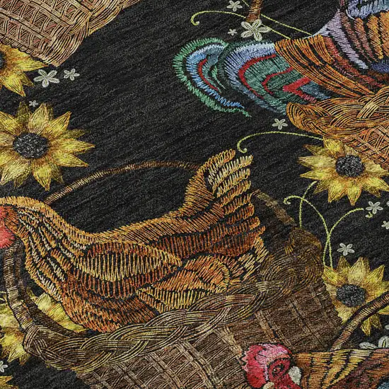 Midnight Yellow And Brown Animal Print Washable Area Rug With UV Protection Photo 9