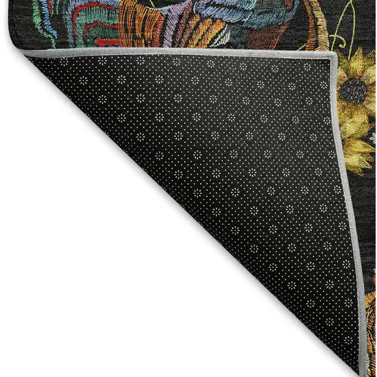 Midnight Yellow And Brown Animal Print Washable Area Rug With UV Protection Photo 6