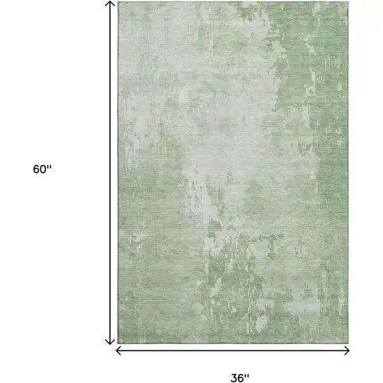 Mint Green And Beige Abstract Washable Area Rug With UV Protection Photo 3