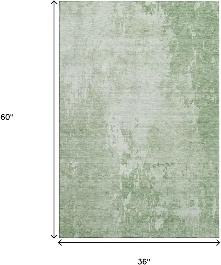 Mint Green And Beige Abstract Washable Area Rug With UV Protection Photo 3