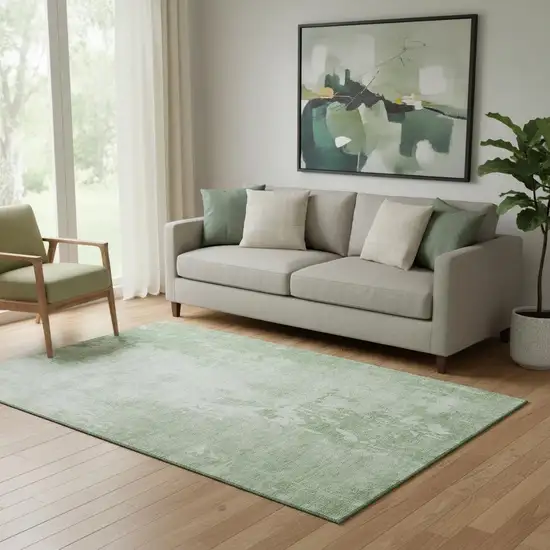 Mint Green And Beige Abstract Washable Area Rug With UV Protection Photo 2