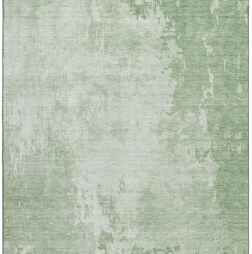 Mint Green And Beige Abstract Washable Area Rug With UV Protection Photo 3