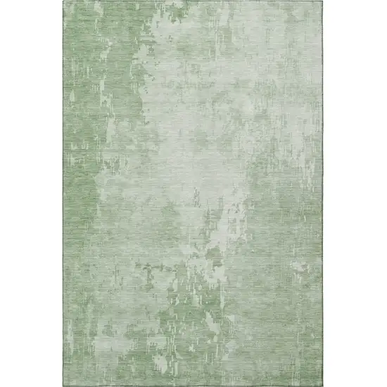 Mint Green And Beige Abstract Washable Area Rug With UV Protection Photo 3