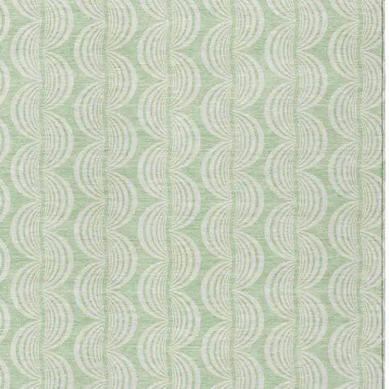 Mint Green And Beige Ogee Washable Indoor Outdoor Area Rug Photo 5