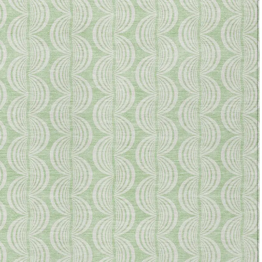 Mint Green And Beige Ogee Washable Indoor Outdoor Area Rug Photo 5
