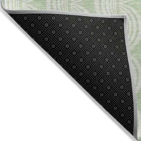 Mint Green And Beige Ogee Washable Indoor Outdoor Area Rug Photo 4