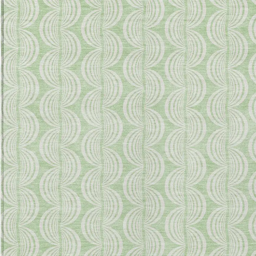 Mint Green And Beige Ogee Washable Indoor Outdoor Area Rug Photo 5