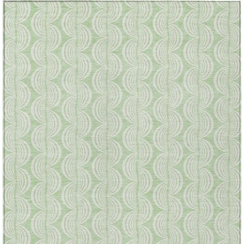 Mint Green And Beige Ogee Washable Indoor Outdoor Area Rug Photo 6