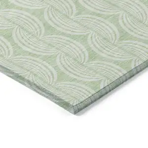 Photo of Mint Green And Beige Ogee Washable Indoor Outdoor Area Rug