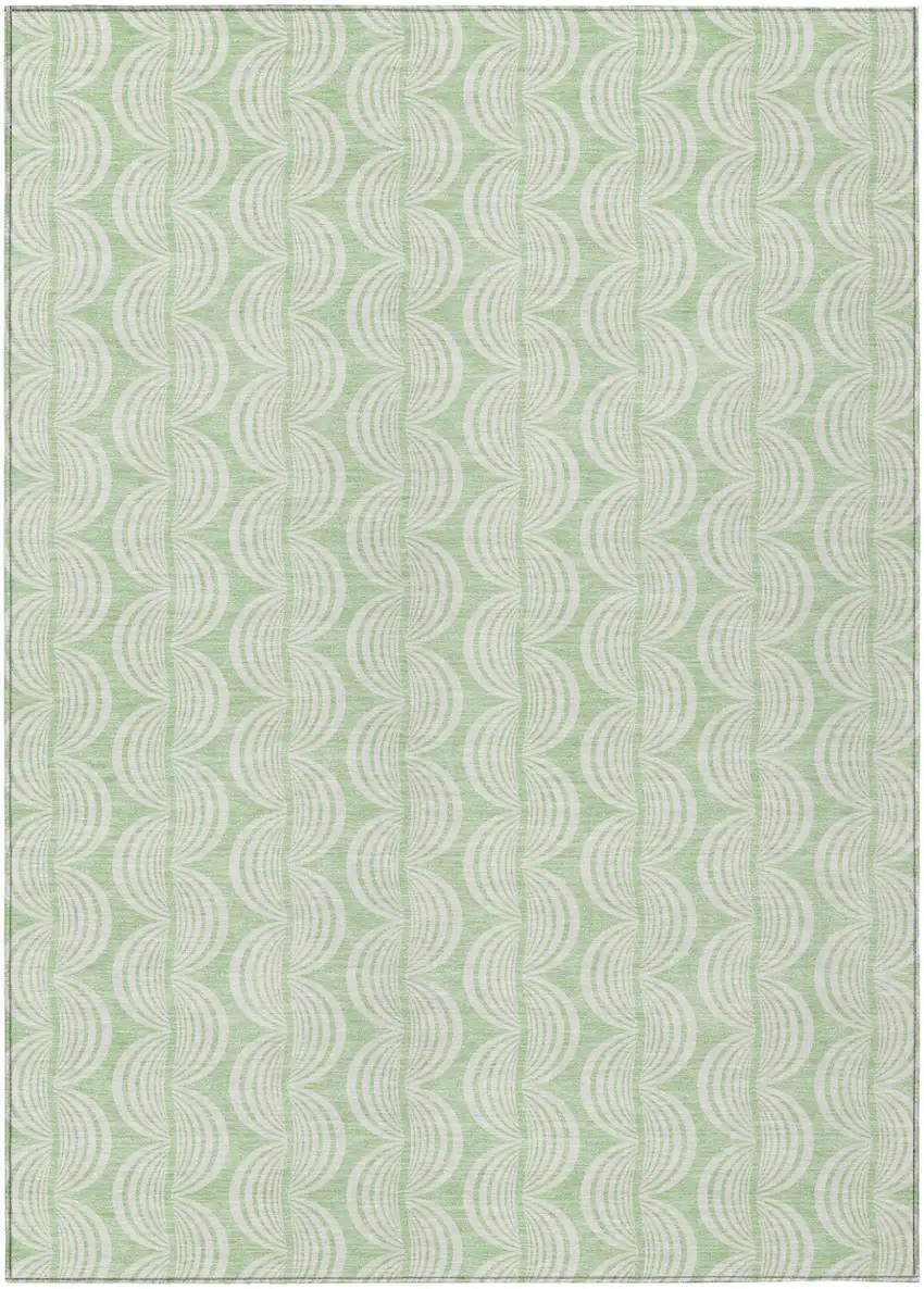 Mint Green And Beige Ogee Washable Indoor Outdoor Area Rug Photo 2