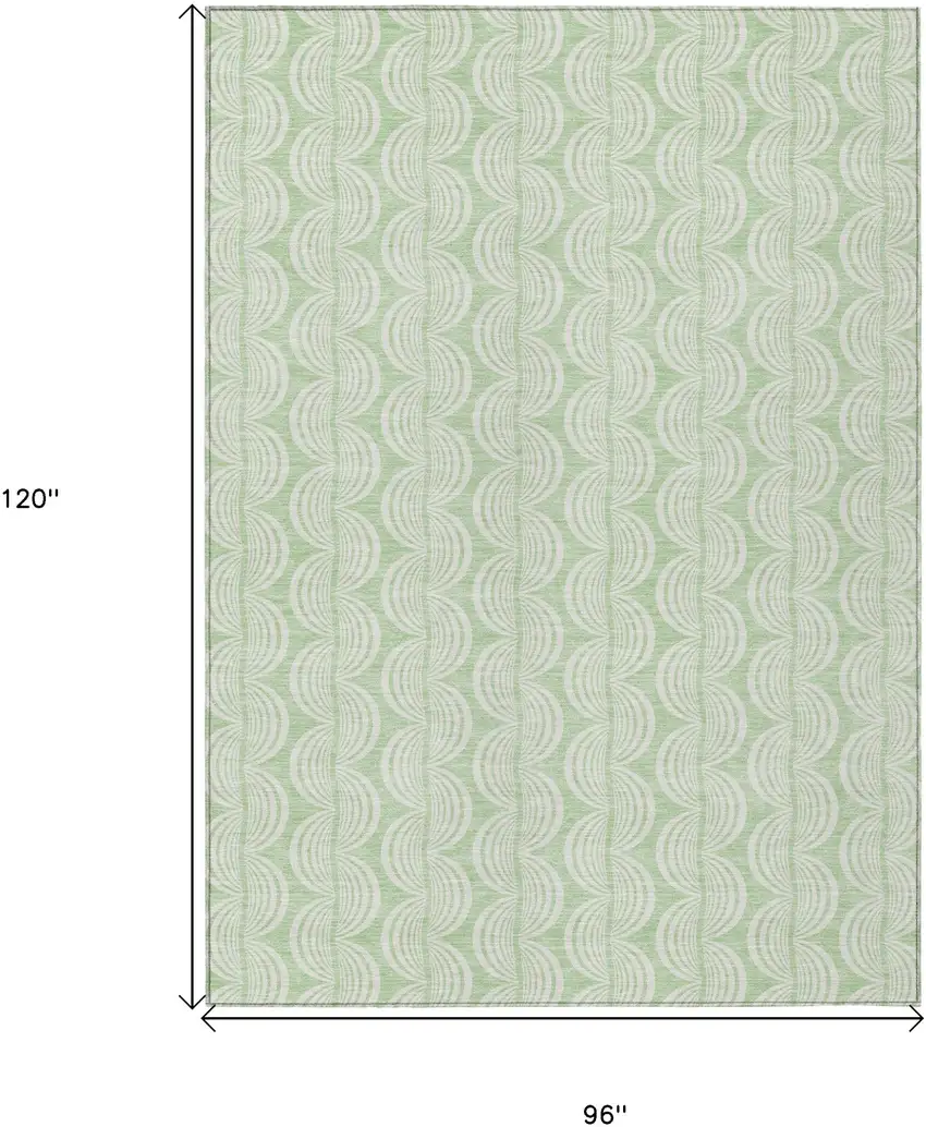 Mint Green And Beige Ogee Washable Indoor Outdoor Area Rug Photo 7