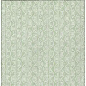 Photo of Mint Green And Beige Ogee Washable Indoor Outdoor Area Rug