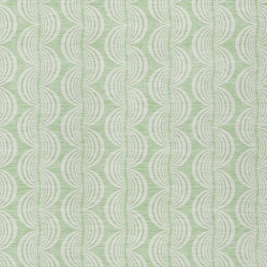 Mint Green And Beige Ogee Washable Indoor Outdoor Area Rug Photo 5
