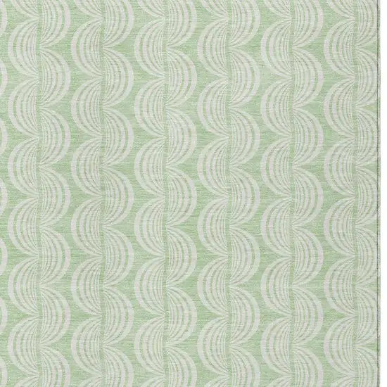 Mint Green And Beige Ogee Washable Indoor Outdoor Area Rug Photo 5