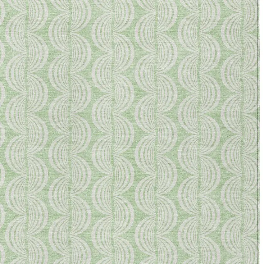 Mint Green And Beige Ogee Washable Indoor Outdoor Area Rug Photo 5