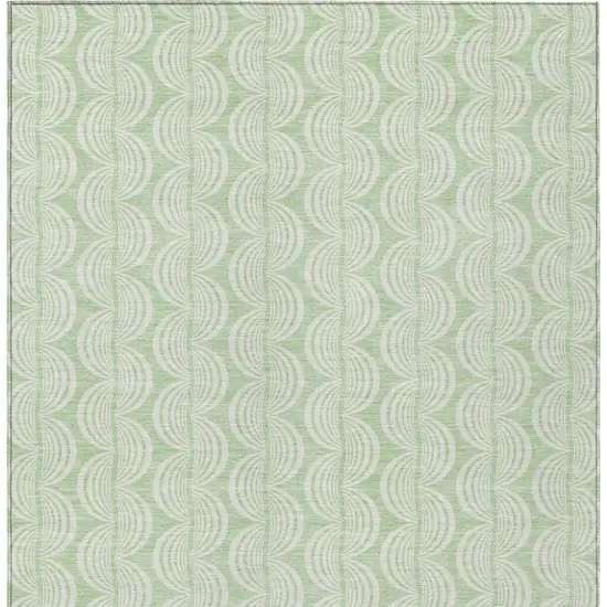Mint Green And Beige Ogee Washable Indoor Outdoor Area Rug Photo 6