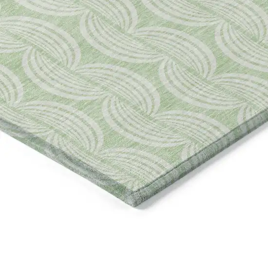 Mint Green And Beige Ogee Washable Indoor Outdoor Area Rug Photo 3