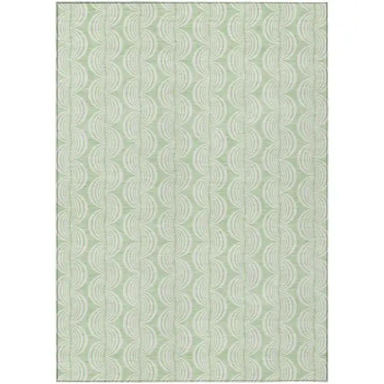 Mint Green And Beige Ogee Washable Indoor Outdoor Area Rug Photo 2