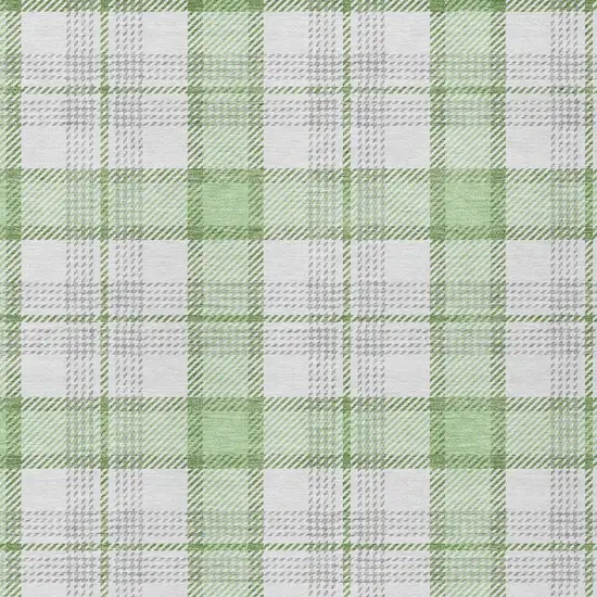 Mint Green And Beige Plaid Washable Indoor Outdoor Area Rug Photo 5