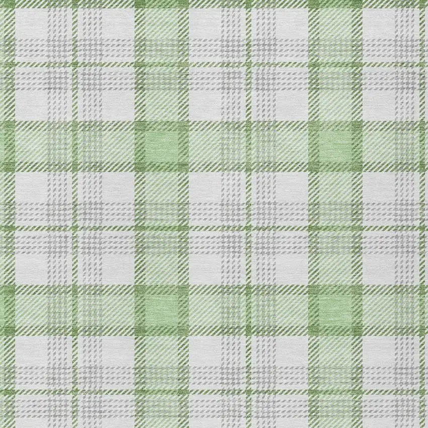 Mint Green And Beige Plaid Washable Indoor Outdoor Area Rug Photo 5