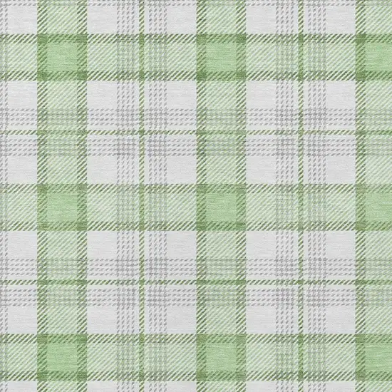 Mint Green And Beige Plaid Washable Indoor Outdoor Area Rug Photo 5