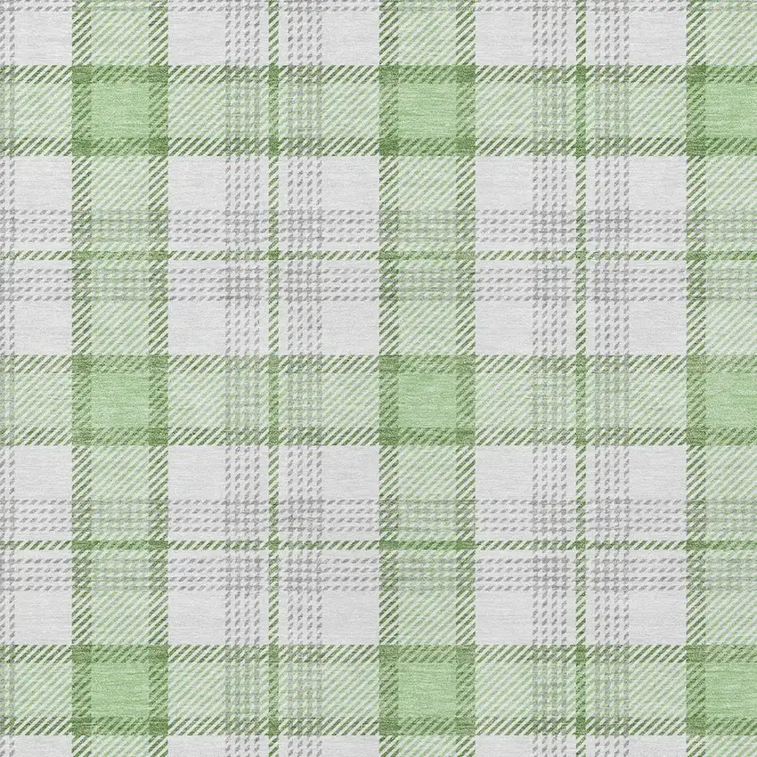 Mint Green And Beige Plaid Washable Indoor Outdoor Area Rug Photo 5