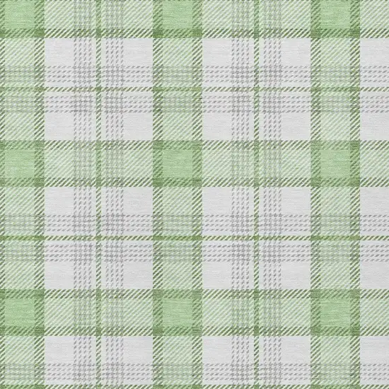 Mint Green And Beige Plaid Washable Indoor Outdoor Area Rug Photo 5
