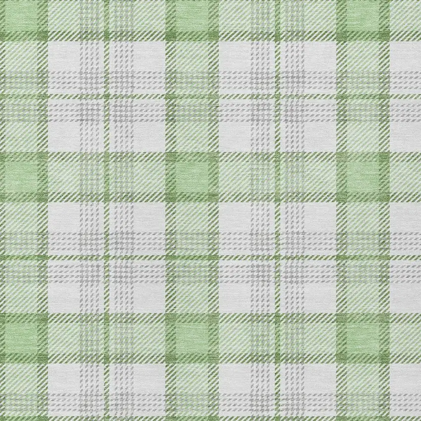 Mint Green And Beige Plaid Washable Indoor Outdoor Area Rug Photo 5