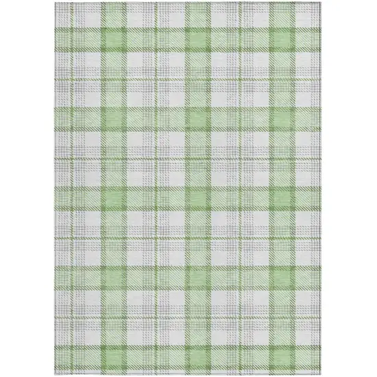 Mint Green And Beige Plaid Washable Indoor Outdoor Area Rug Photo 6