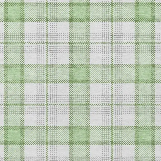 Mint Green And Beige Plaid Washable Indoor Outdoor Area Rug Photo 5