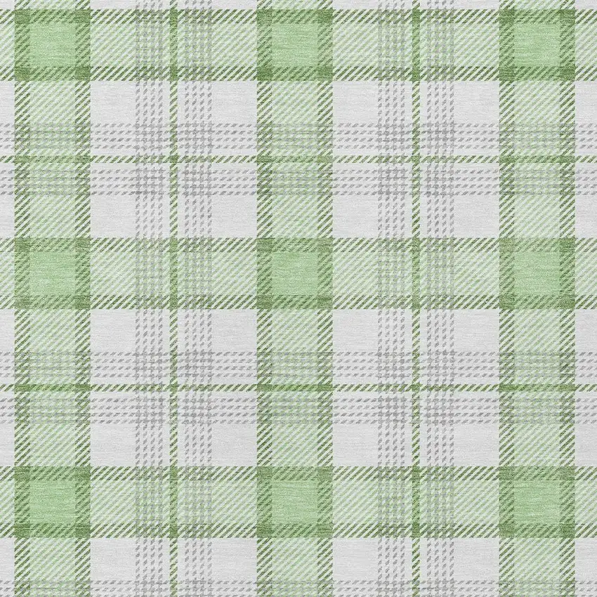 Mint Green And Beige Plaid Washable Indoor Outdoor Area Rug Photo 5