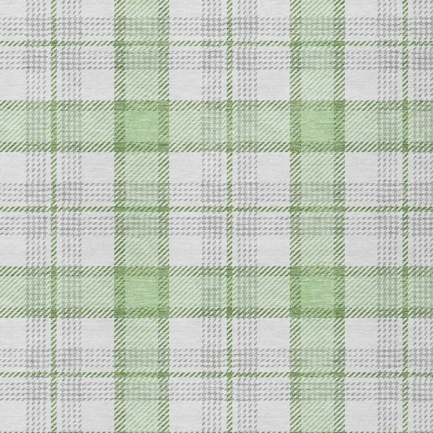 Mint Green And Beige Plaid Washable Indoor Outdoor Area Rug Photo 5
