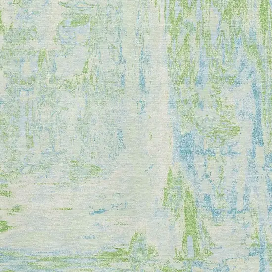 Mint Green And Blue Abstract Washable Area Rug With UV Protection Photo 3