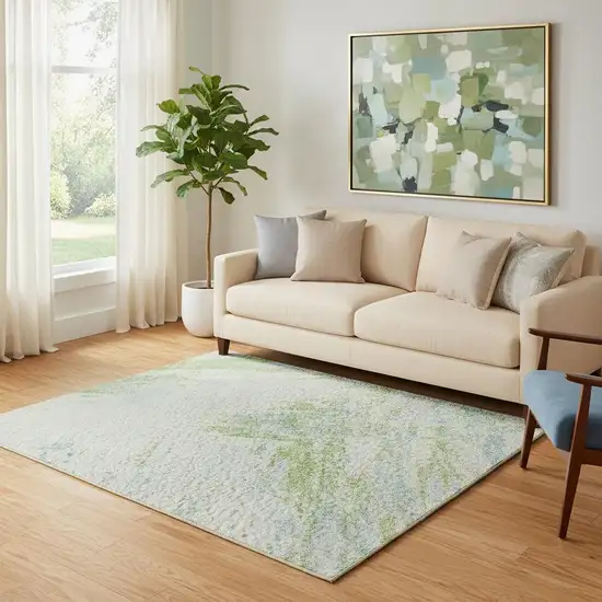 Mint Green And Blue Abstract Washable Area Rug With UV Protection Photo 2