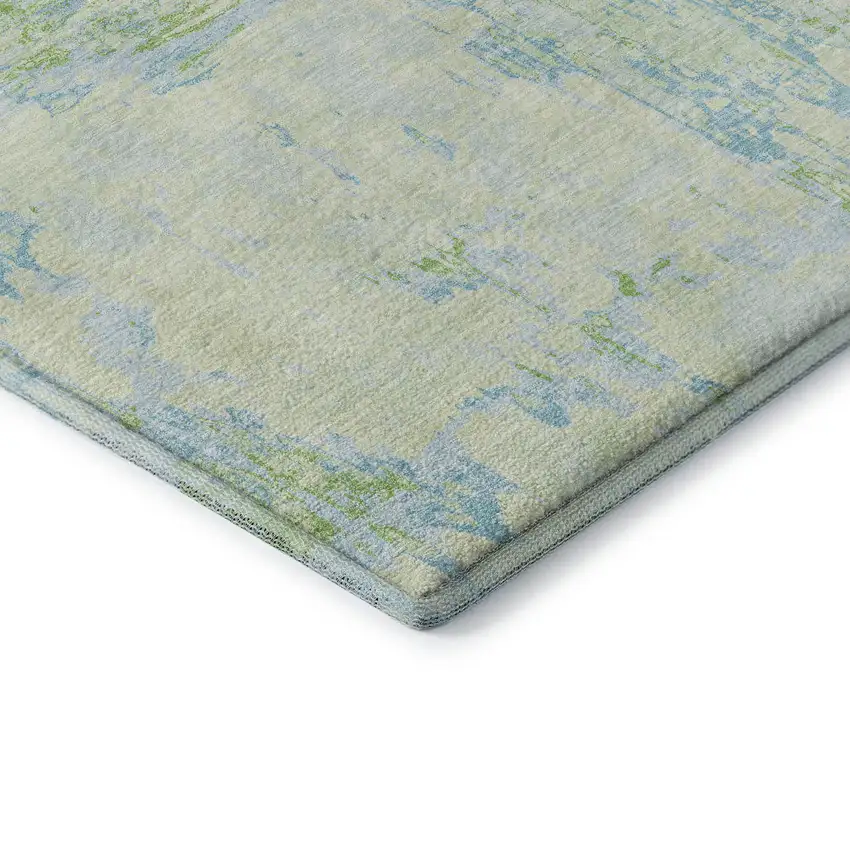 Mint Green And Blue Abstract Washable Area Rug With UV Protection Photo 8