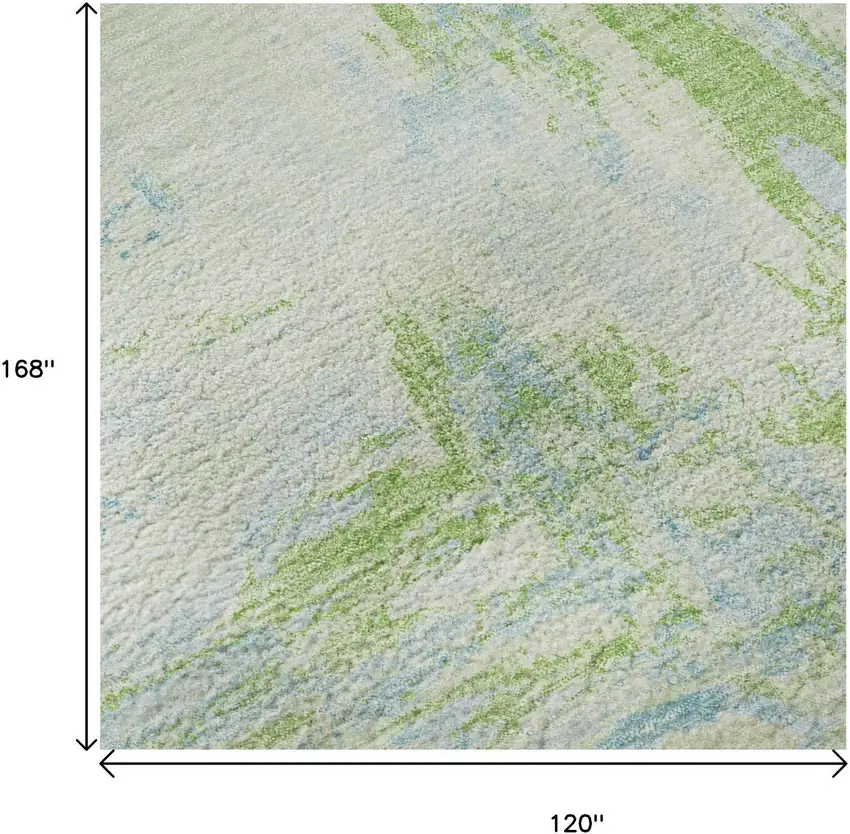 Mint Green And Blue Abstract Washable Area Rug With UV Protection Photo 9