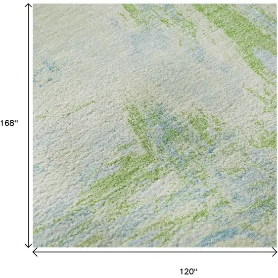 Mint Green And Blue Abstract Washable Area Rug With UV Protection Photo 9