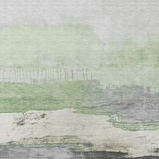 Mint Green And Charcoal Abstract Washable Indoor Outdoor Area Rug Photo 3