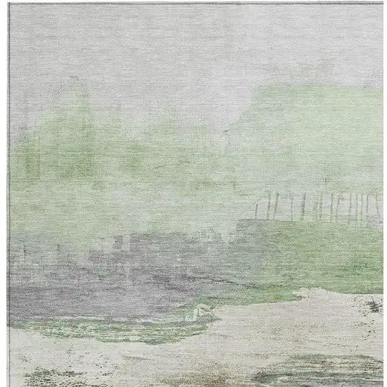 Mint Green And Charcoal Abstract Washable Indoor Outdoor Area Rug Photo 3