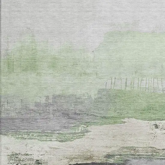 Mint Green And Charcoal Abstract Washable Indoor Outdoor Area Rug Photo 3