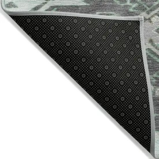 Mint Green And Charcoal Tribal Washable Indoor Outdoor Area Rug Photo 8