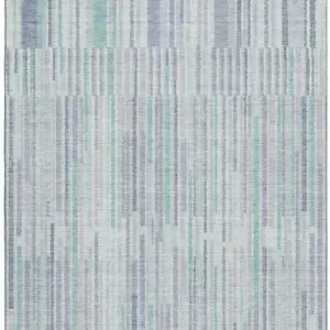 Photo of Mint Green And Denim Blue Striped Washable Area Rug With UV Protection