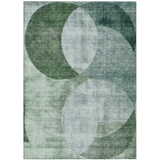 Mint Green And Fern Green Geometric Washable Indoor Outdoor Area Rug Photo 2