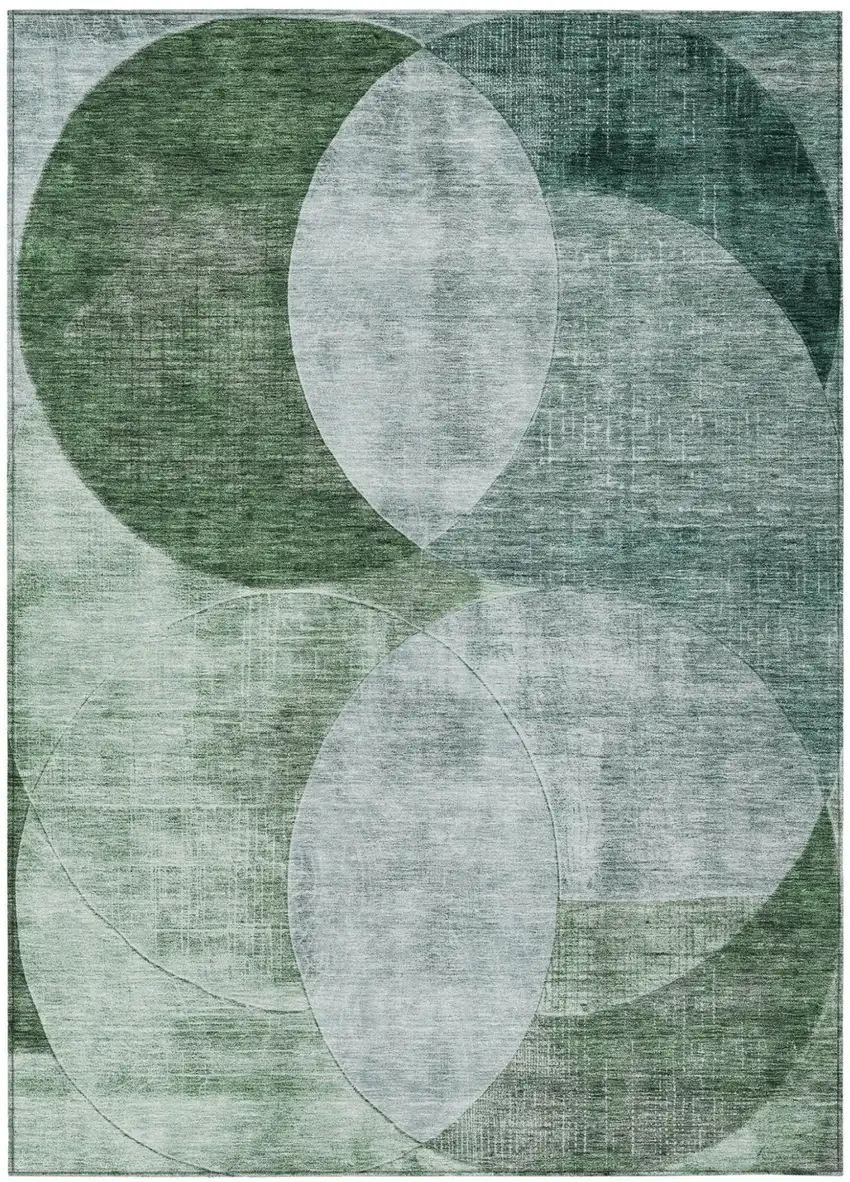 Mint Green And Fern Green Geometric Washable Indoor Outdoor Area Rug Photo 2