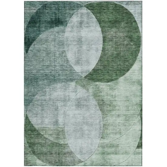 Mint Green And Fern Green Geometric Washable Indoor Outdoor Area Rug Photo 5